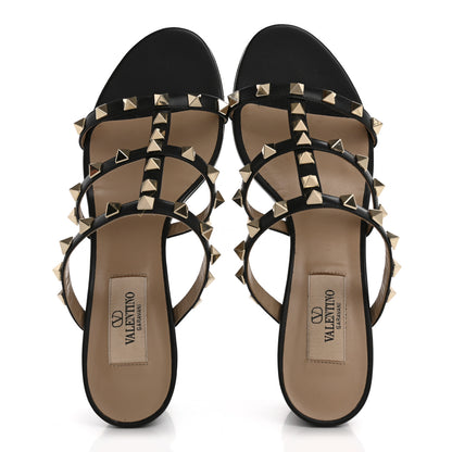 Valentino Garavani Calfskin Rockstud 60mm Caged Slide Sandals 36.5 Black 2 of 10