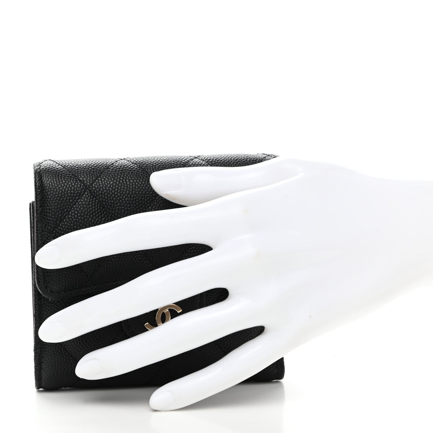 Caviar Quilted Small Flap Wallet Black