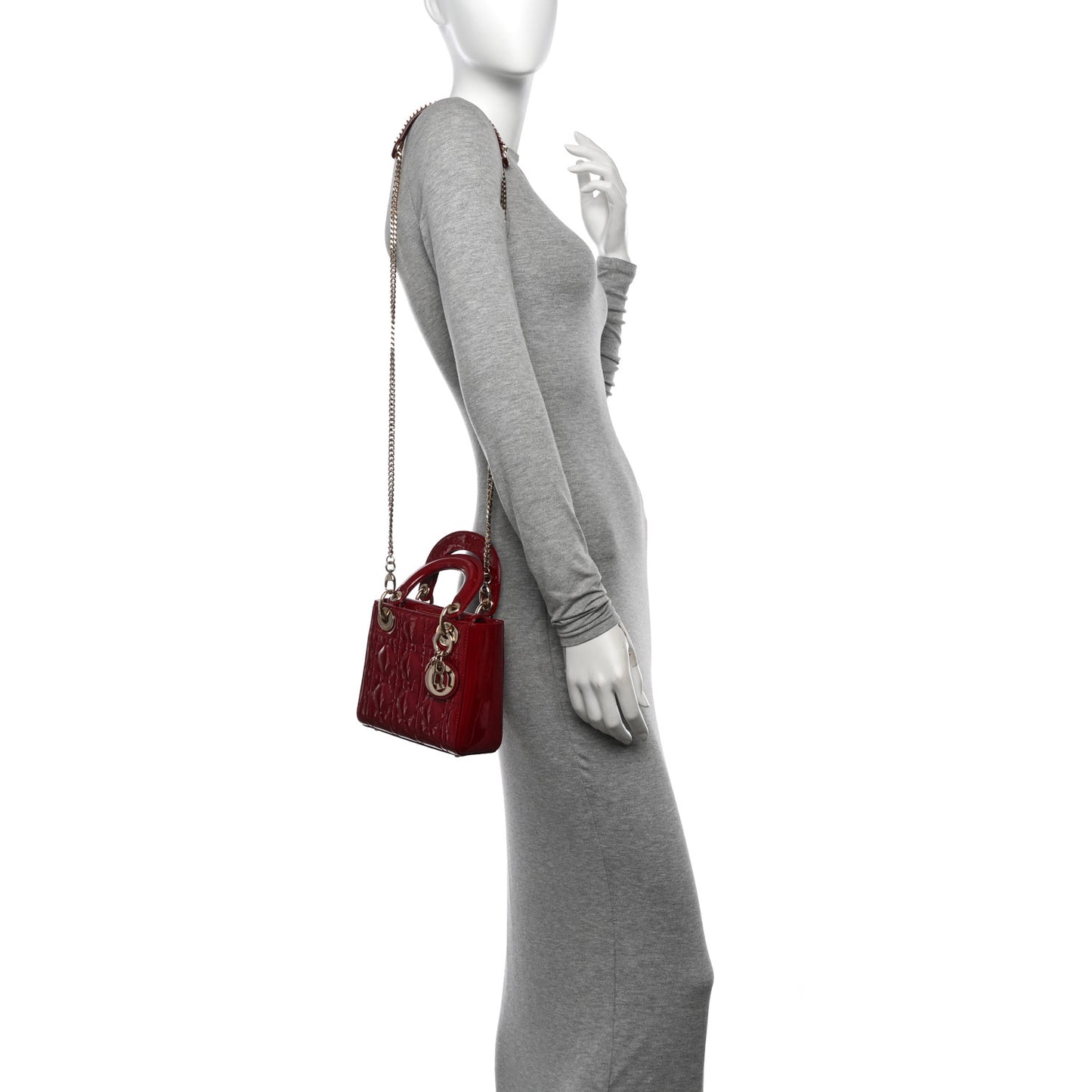 Patent Cannage Mini Lady Dior Red