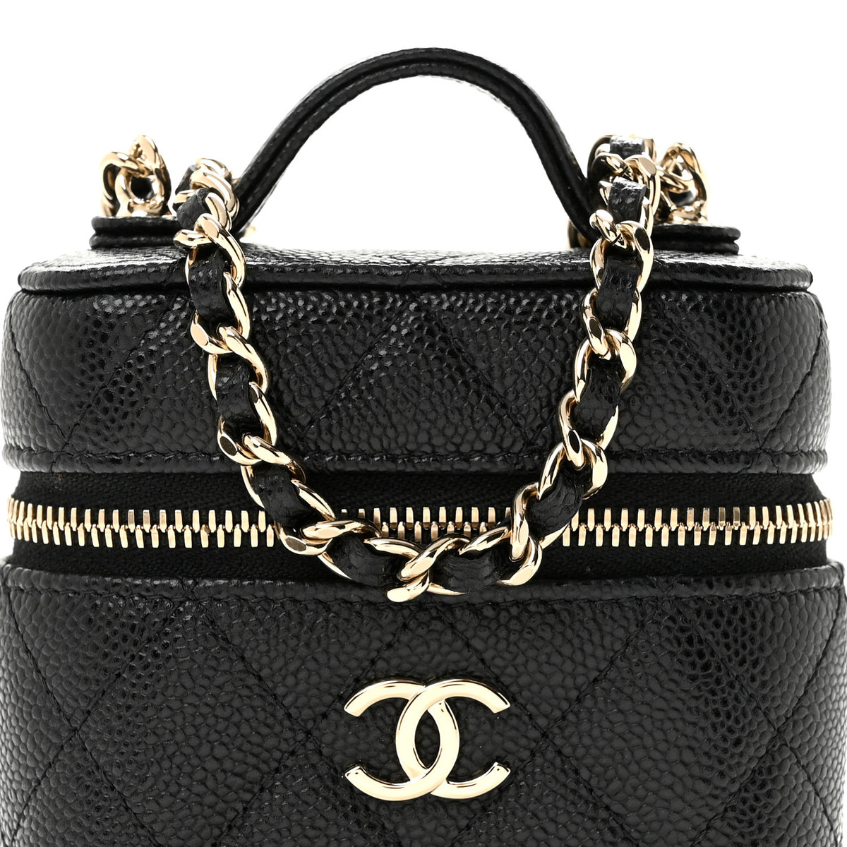 Chanel Caviar Quilted Small Handle With Care Vanity Case With Chain Black 8 of 11