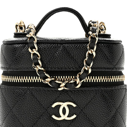 Chanel Caviar Quilted Small Handle With Care Vanity Case With Chain Black 8 of 11