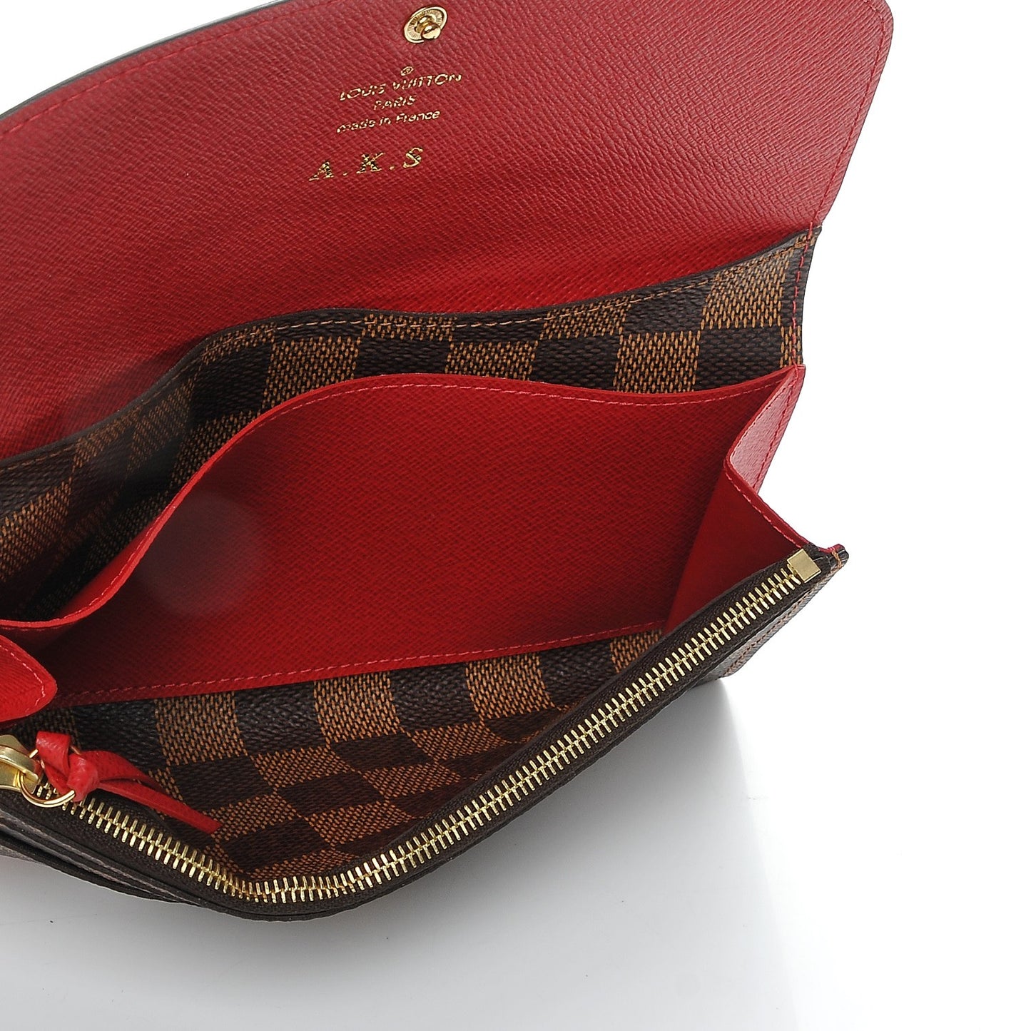 Damier Ebene Emilie Wallet Red