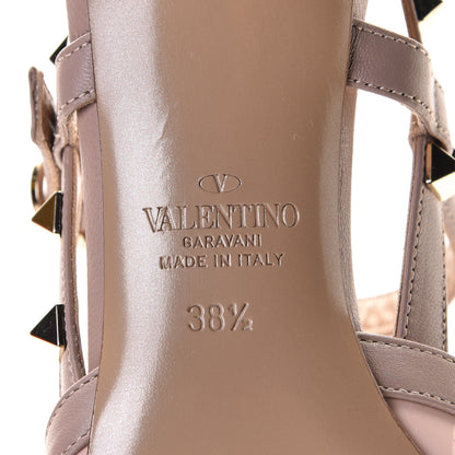 Valentino Garavani Patent Nappa Rockstud Cross Strap 65mm Pumps 38.5 Rose Quartz Poudre 7 of 11