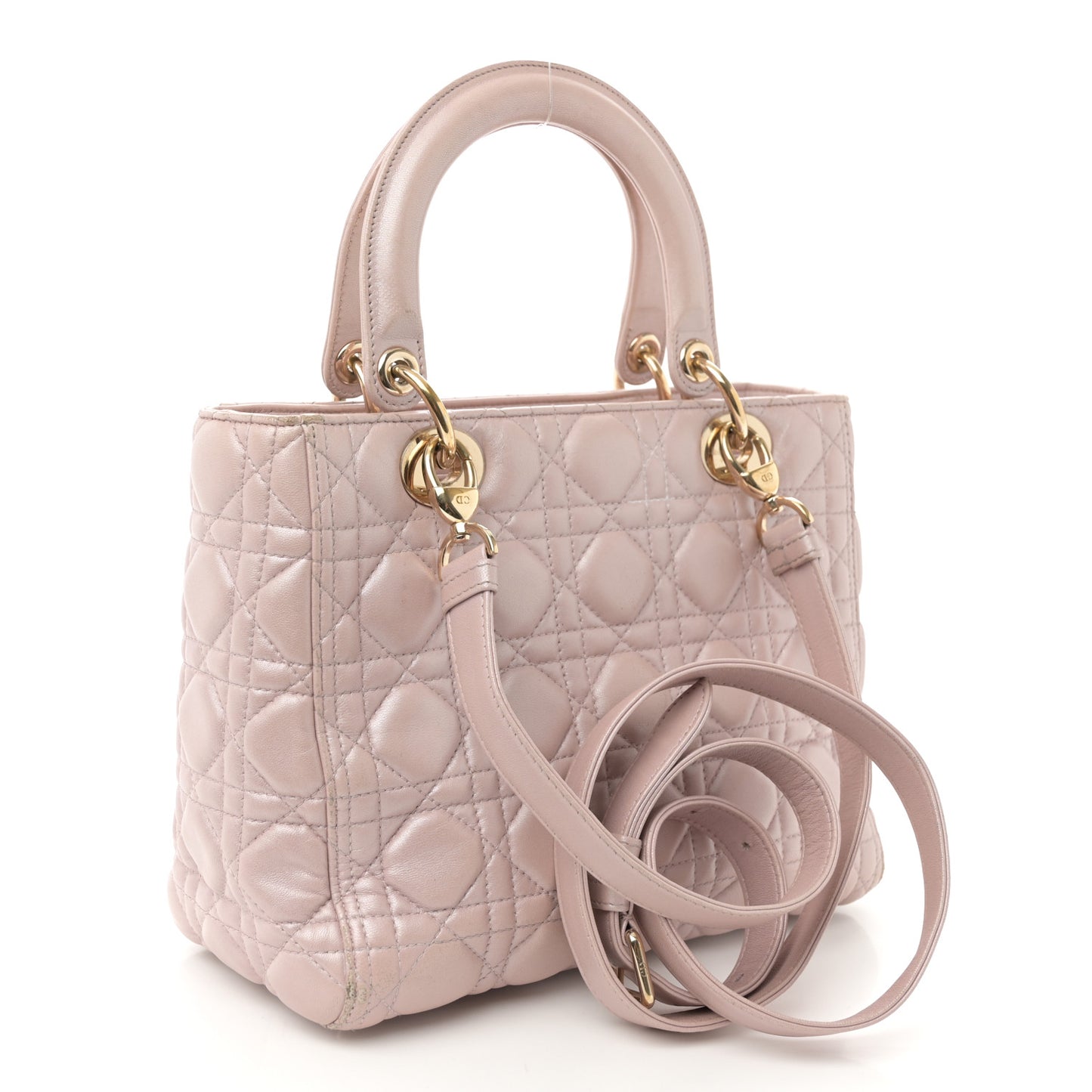Metallic Lambskin Cannage Medium Lady Dior Lotus