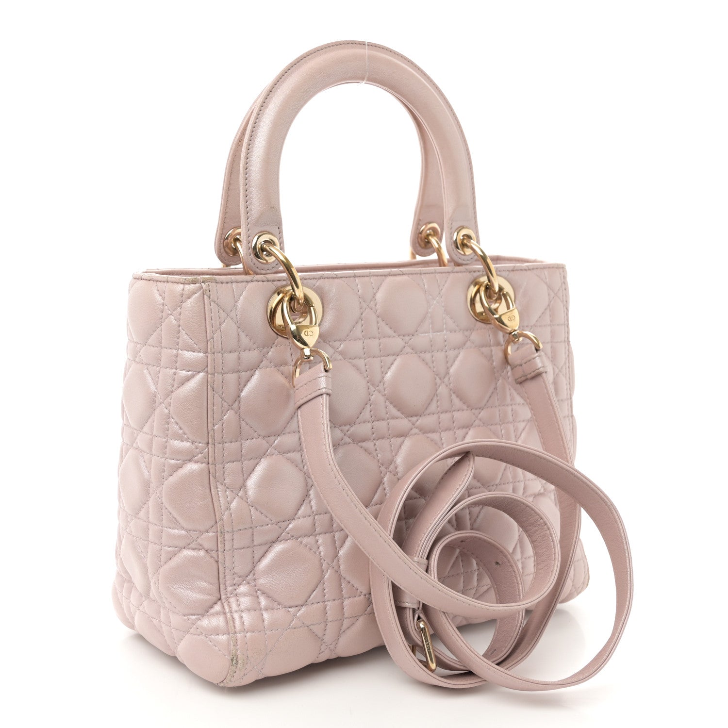 Christian Dior Metallic Lambskin Cannage Medium Lady Dior Lotus 3 of 13