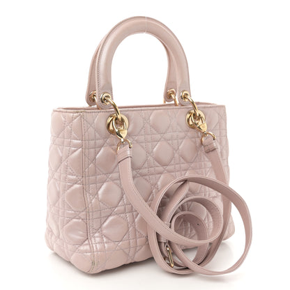 Christian Dior Metallic Lambskin Cannage Medium Lady Dior Lotus 3 of 13