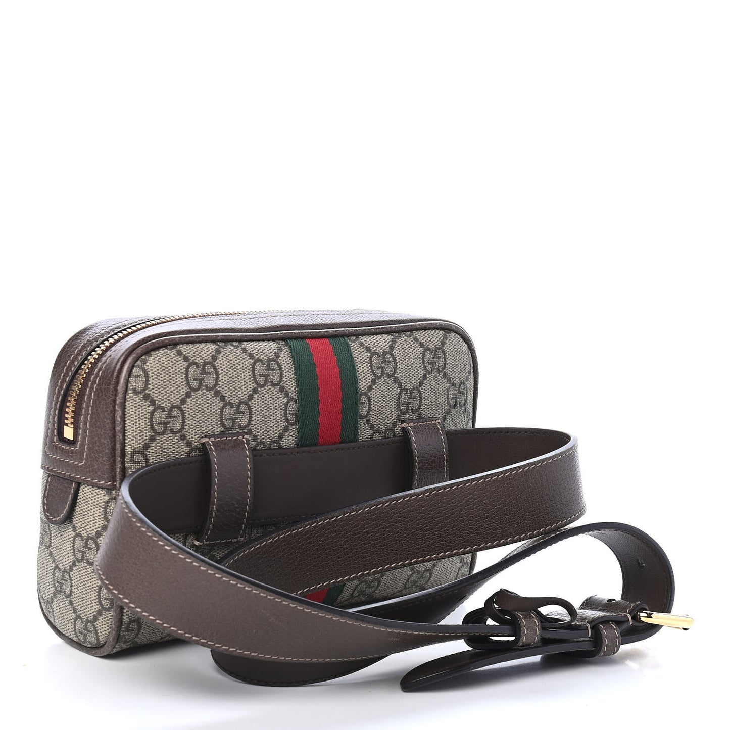GG Supreme Monogram Web Small Ophidia Belt Bag 85 34 Dark Brown