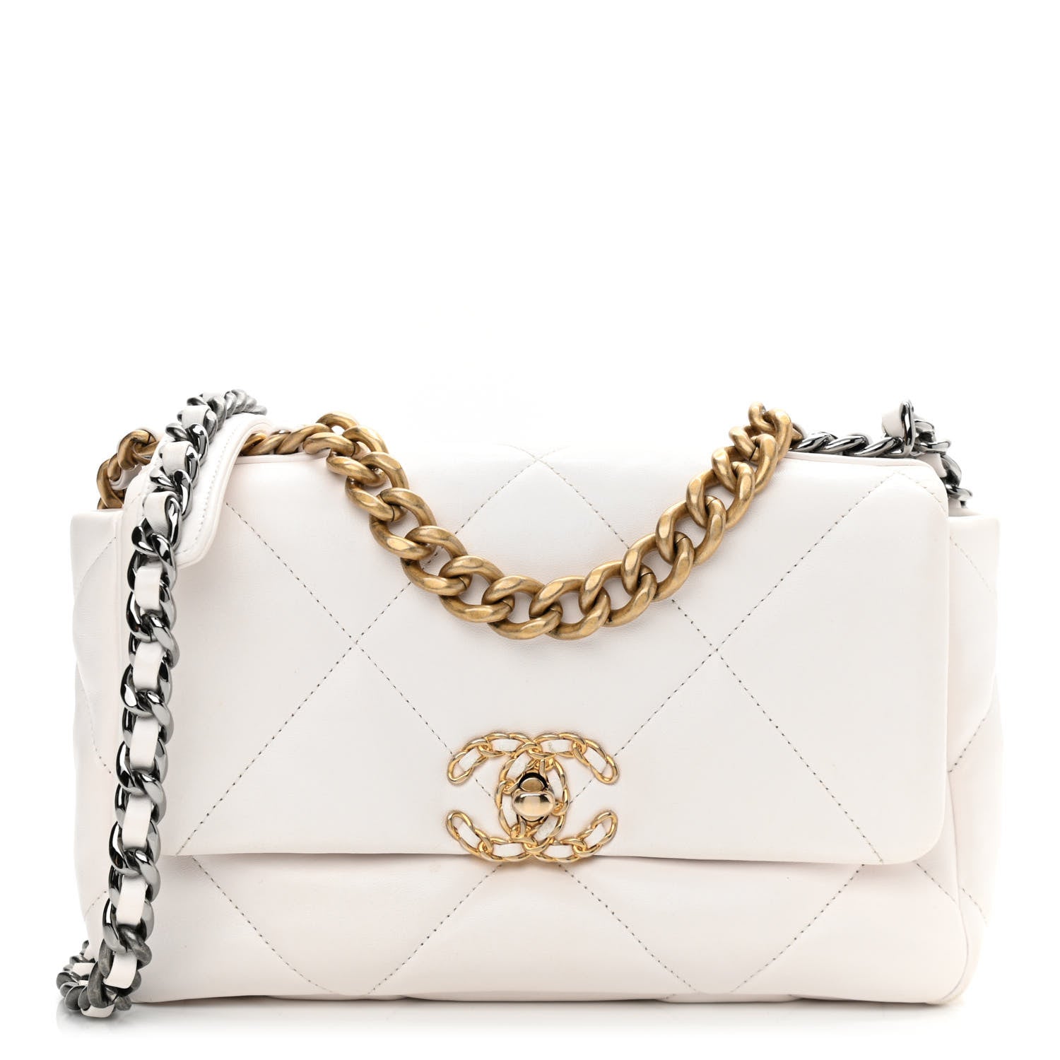 Chanel Lambskin Quilted Medium Chanel 19 Flap White 1 of 9