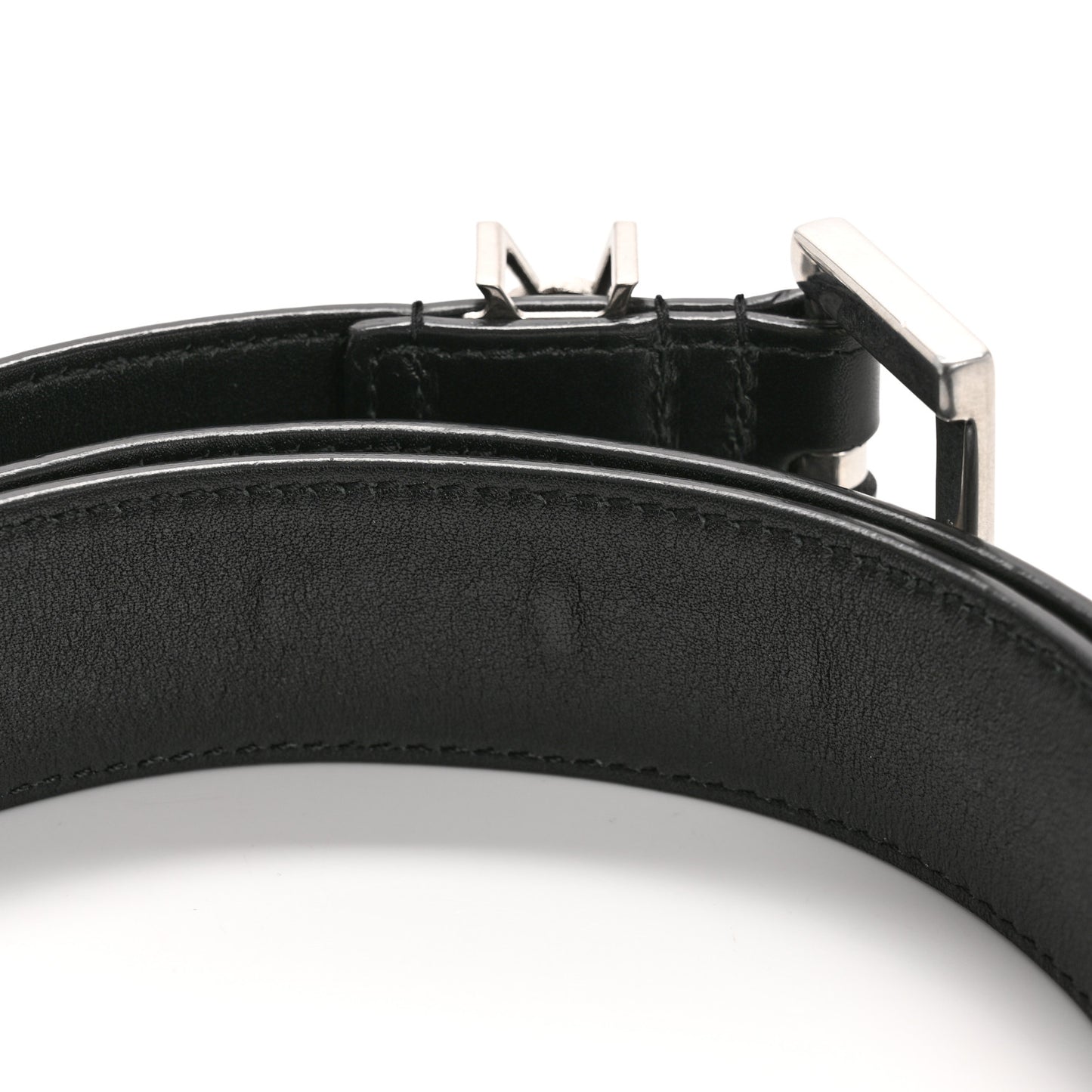Lambskin Monogram Cassandre Square Buckle Belt 100 40 Black