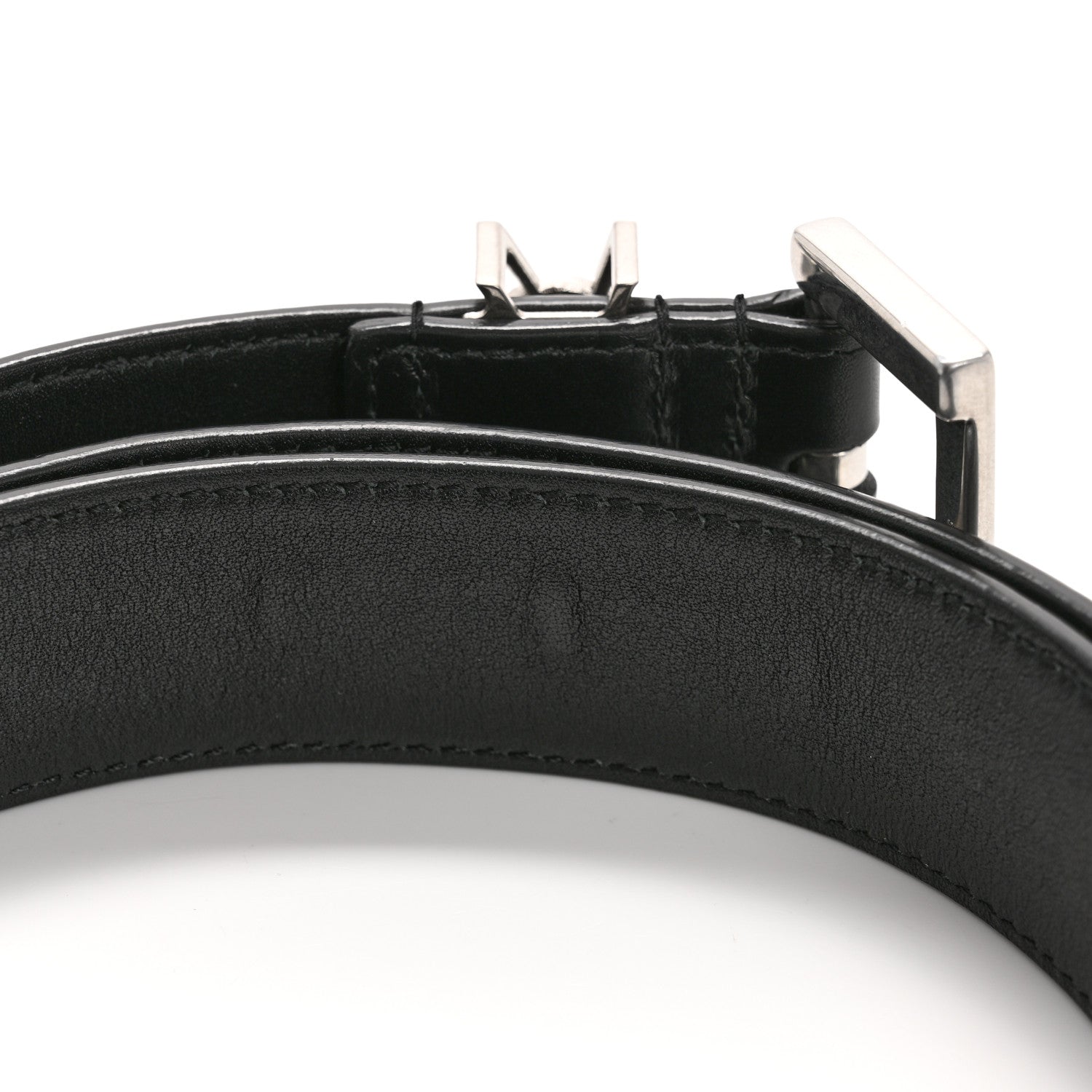 Saint Laurent Lambskin Monogram Cassandre Square Buckle Belt 100 40 Black 15 of 16