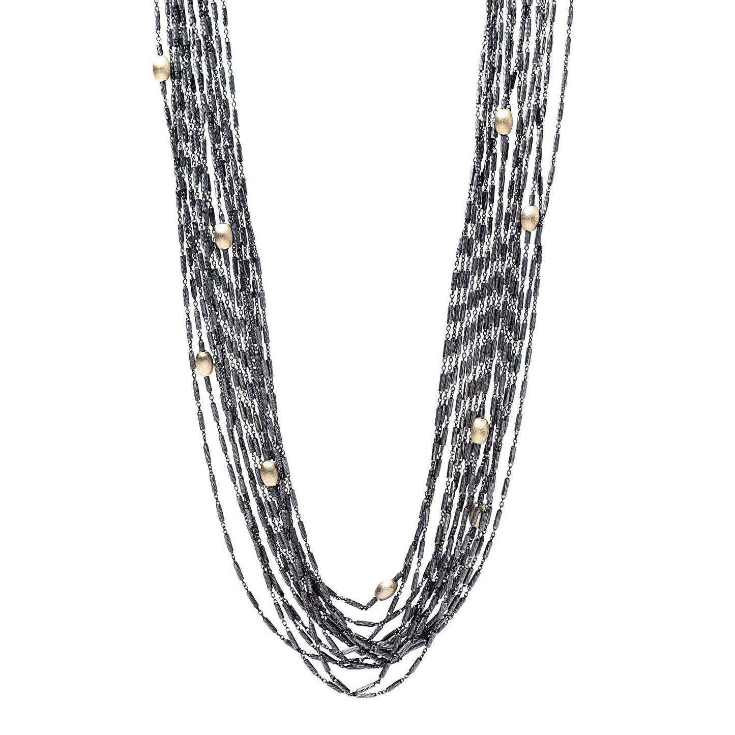 Darkened Sterling Silver 18K Yellow Gold Multi Chain Necklace