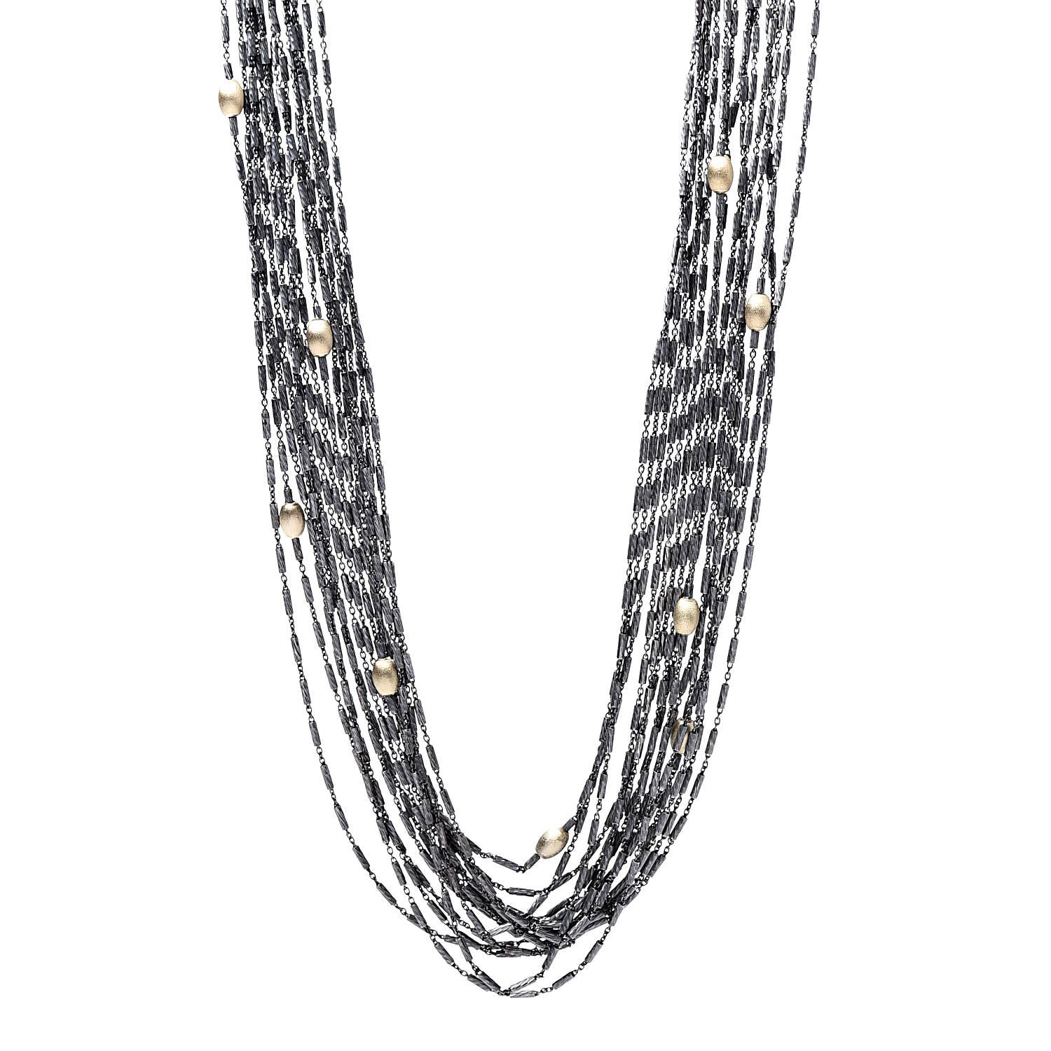 David Yurman Darkened Sterling Silver 18K Yellow Gold Multi Chain Necklace 1 of 5