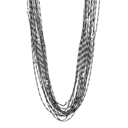 David Yurman Darkened Sterling Silver 18K Yellow Gold Multi Chain Necklace 1 of 5