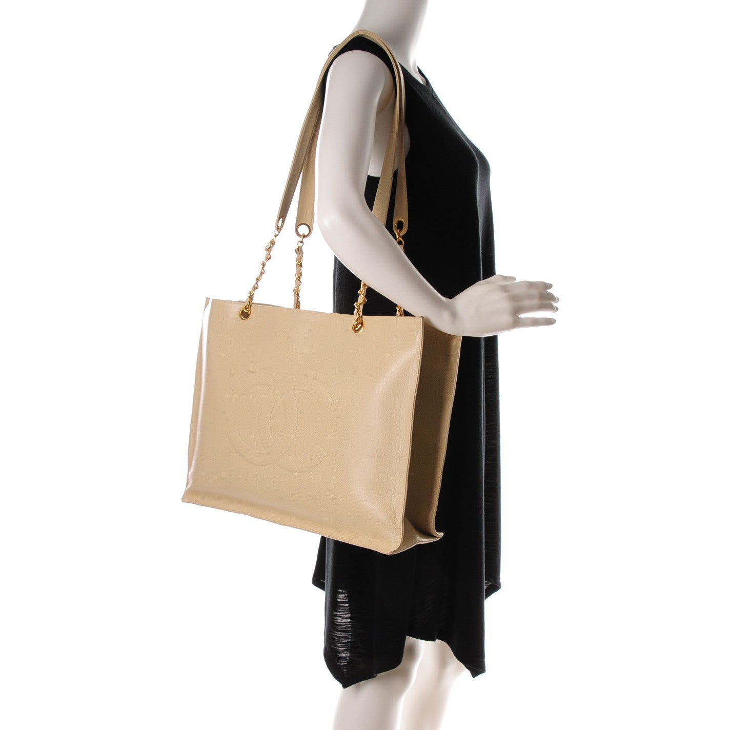 Chanel Caviar CC Shopper Tote Beige Clair 2 of 14