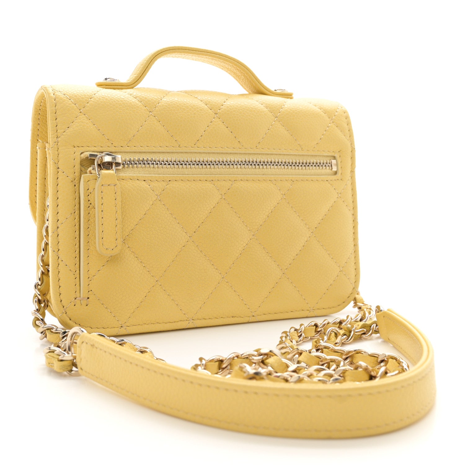 Chanel Caviar Quilted Business Affinity Clutch With Chain Flap Yellow 3 of 13