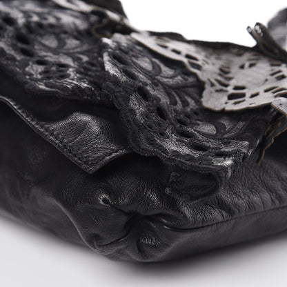 Valentino Garavani Lambskin Laser Cut Laceland Shoulder Bag Black 9 of 14