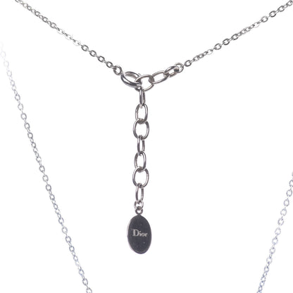 Christian Dior Crystal Logo Necklace Silver 5 of 6