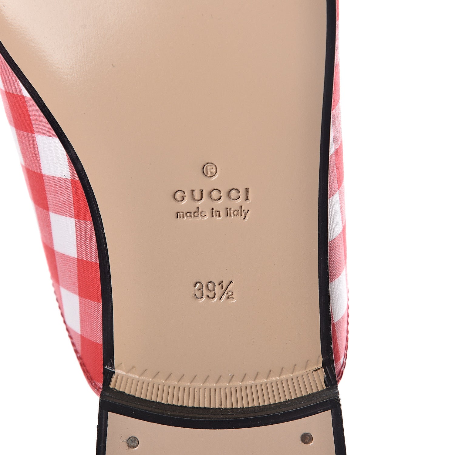 Gucci Cotton Gingham Womens Princetown Slippers 39.5 White Red 6 of 7