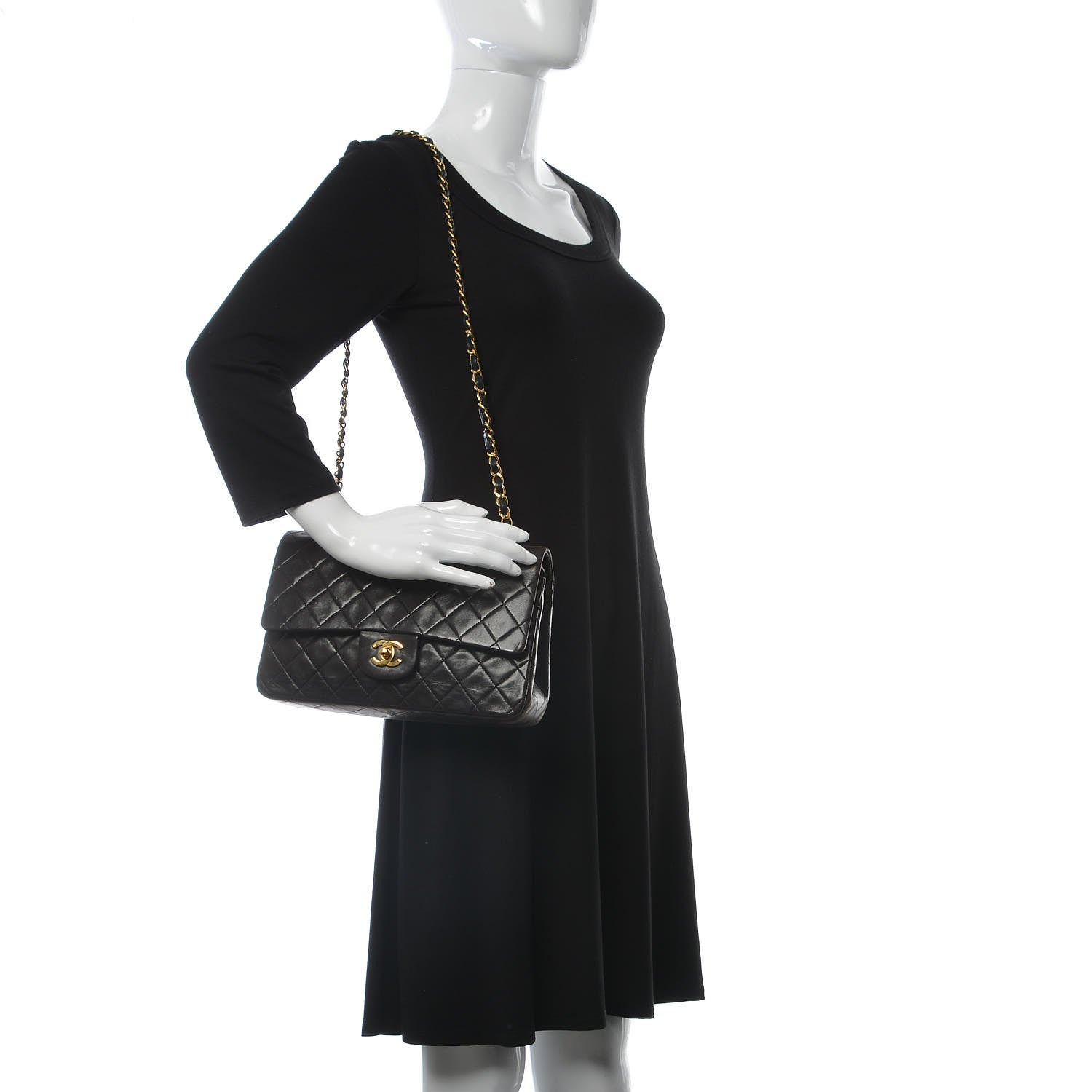 Chanel Lambskin Quilted Medium Double Flap Black 2 of 13