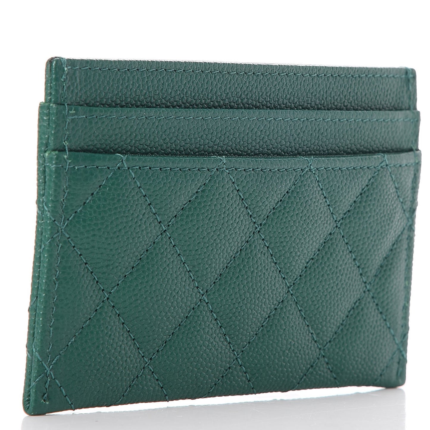 Caviar Quilted Boy Card Holder Green