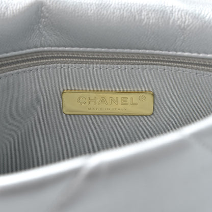 Chanel Metallic Goatskin Quilted Medium 19 Flap Silver 7 of 10