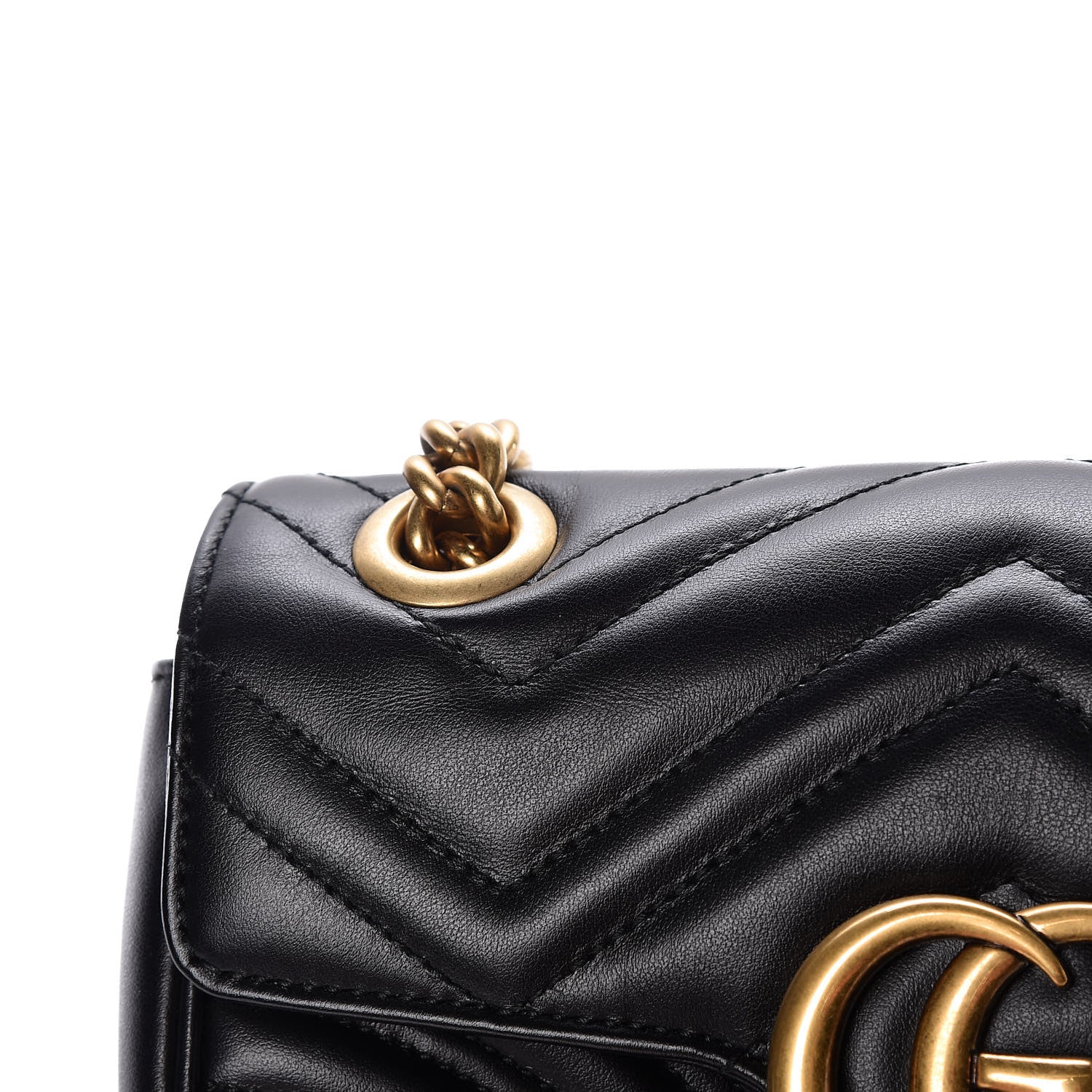Gucci Calfskin Matelasse Mini GG Marmont Shoulder Bag Black 11 of 12