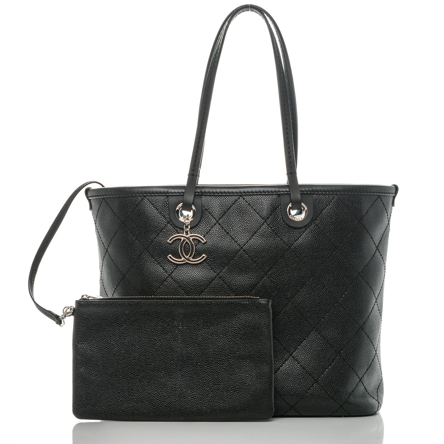 Grained Calfskin Shopping Fever Tote Black