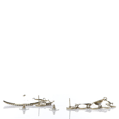 Chanel Crystal Pearl Dangle Earrings Gold 3 of 5