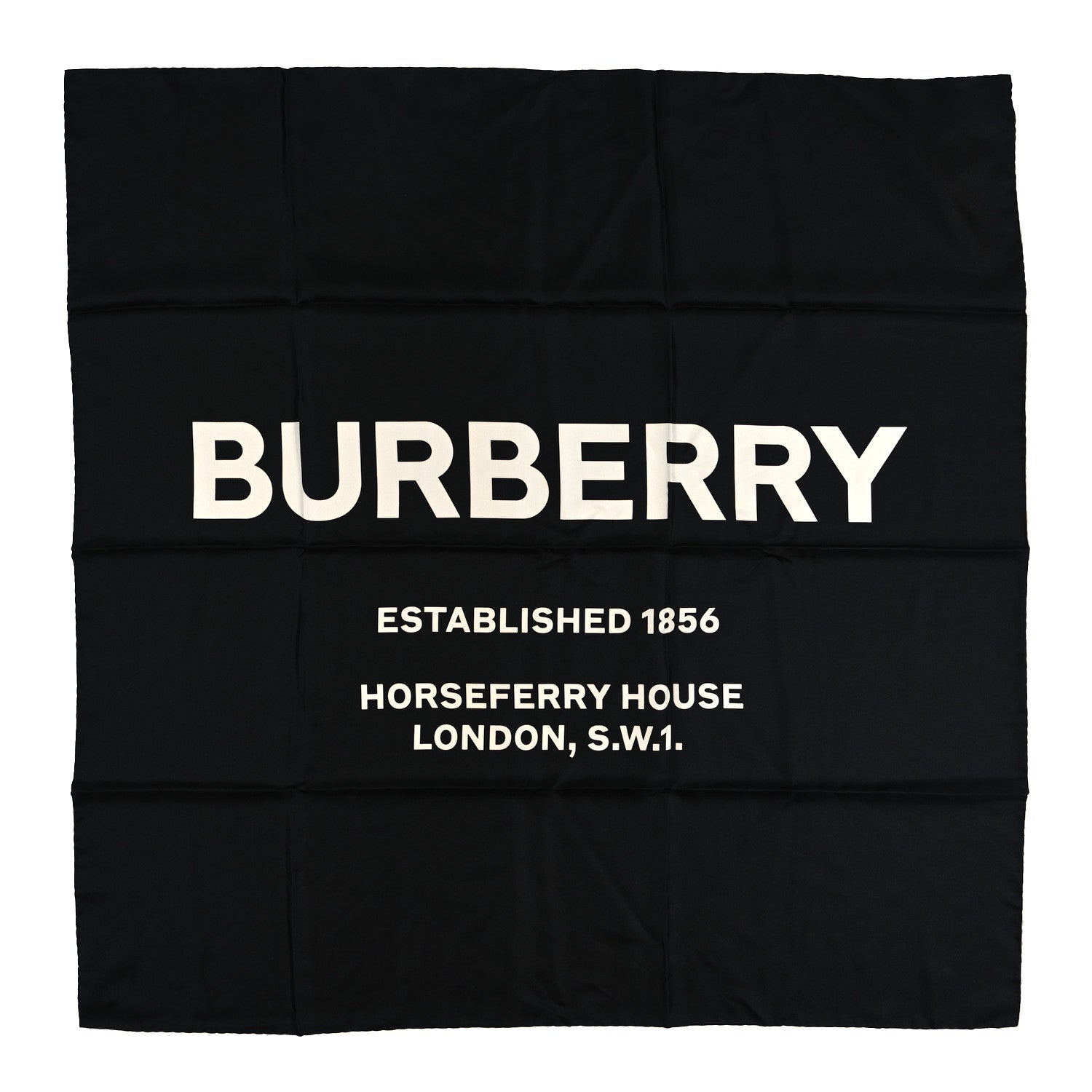 Burberry Silk Horseferry Print Scarf Black White 1 of 3