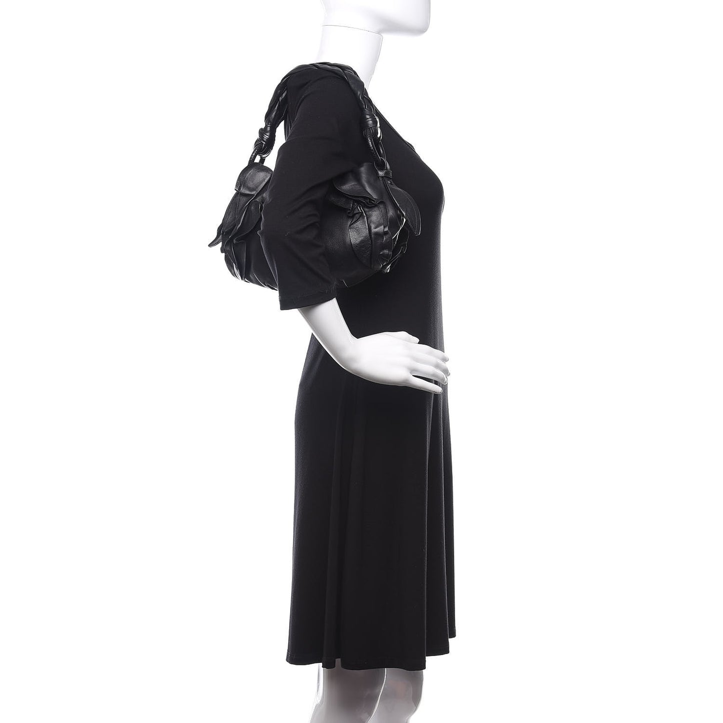 Nappa Mordore Ruffle Shoulder Bag Black