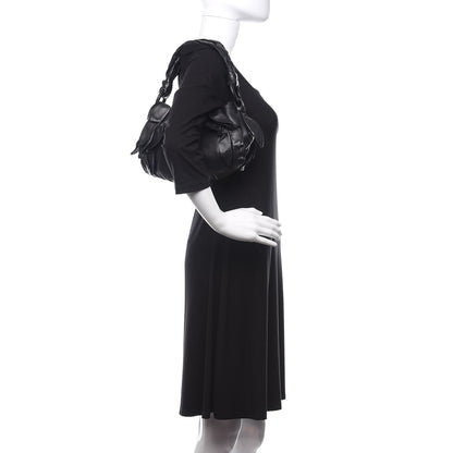 Prada Nappa Mordore Ruffle Shoulder Bag Black 2 of 9