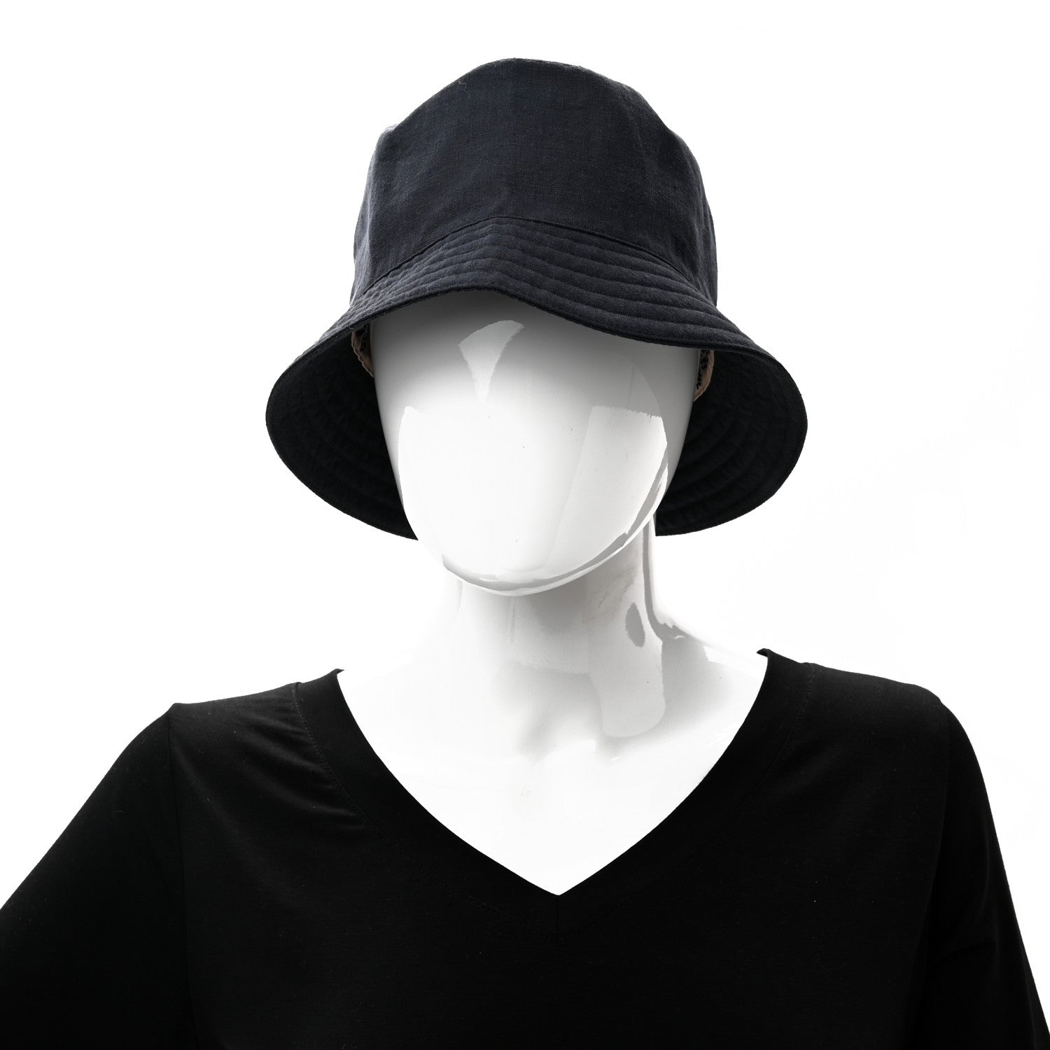 Hermes Toile De Lin Lavee Fred Bucket Hat 60 Marine 2 of 8