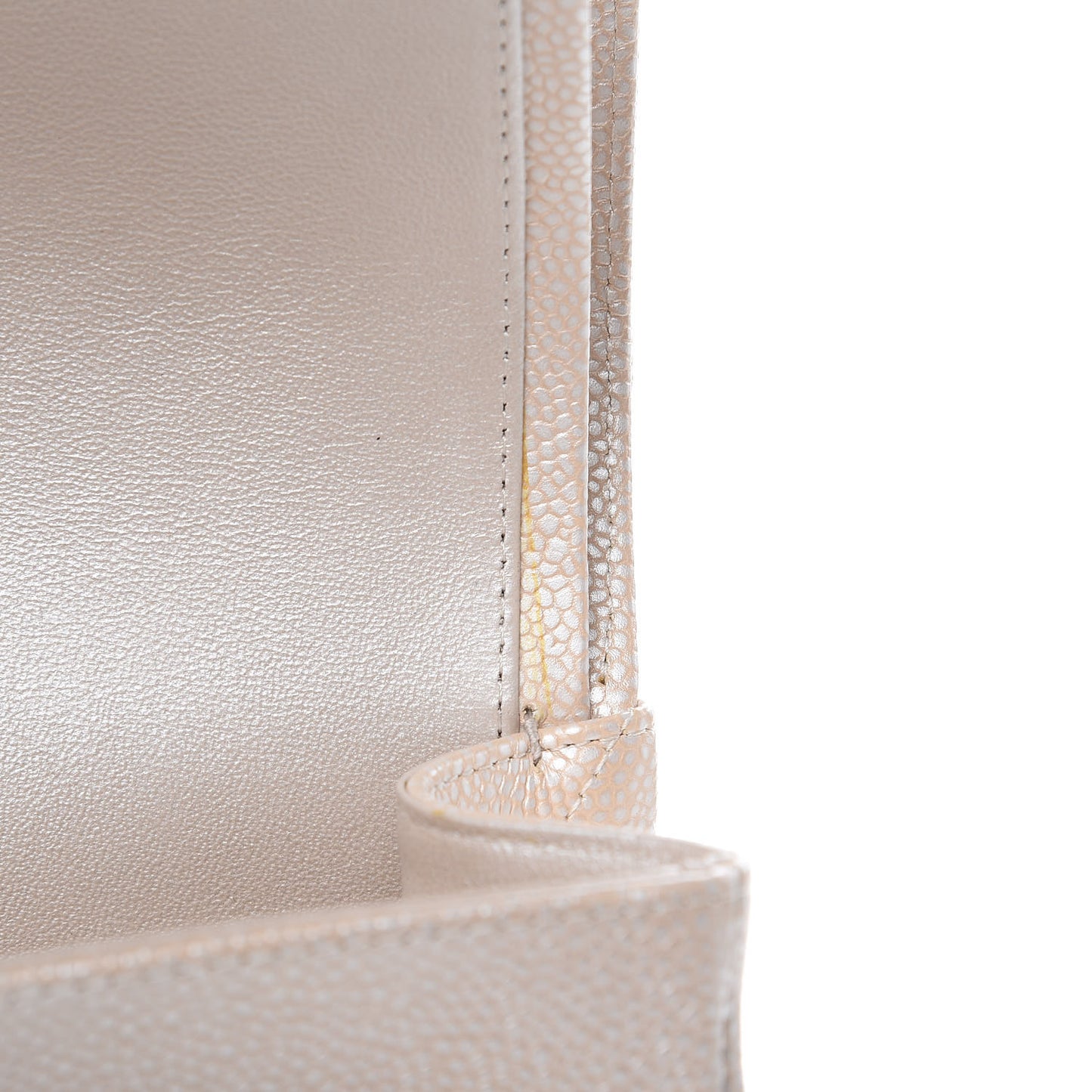 Pearly Caviar Quilted Jumbo Double Flap Light Beige
