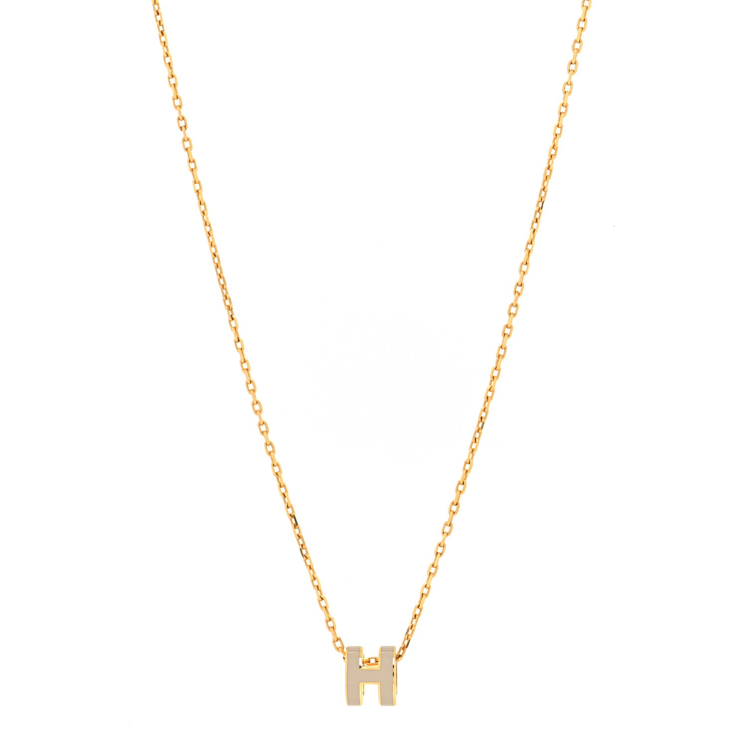 Hermes Lacquered Gold Mini Pop H Pendant Necklace Beige De Weimar 1 of 5