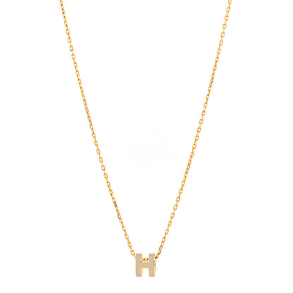Hermes Lacquered Gold Mini Pop H Pendant Necklace Beige De Weimar 1 of 5