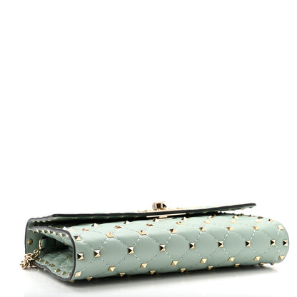 Valentino Garavani Lambskin Rockstud Spike Wallet on Chain Morning Dew 4 of 10
