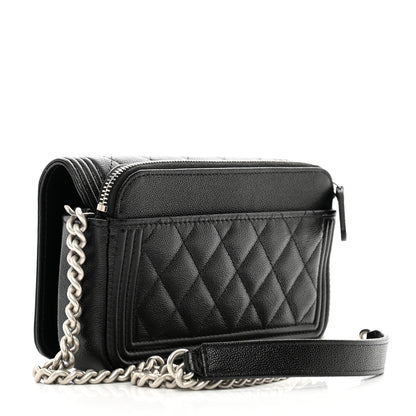 Chanel Caviar Quilted Boy Phone Holder Wallet On Chain Black 3 of 12