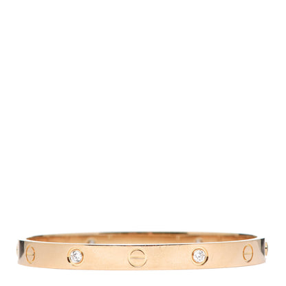 Cartier 18K Yellow Gold 4 Diamond LOVE Bracelet 17 3 of 4