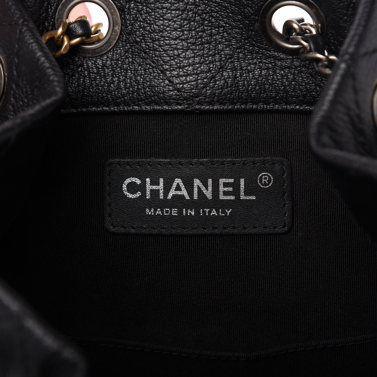 Aged Calfskin Quilted Gabrielle Backpack Black