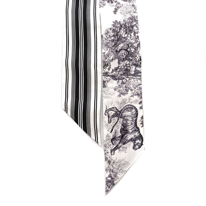 Christian Dior Silk Toile De Jouy Mitzah Scarf White 2 of 3