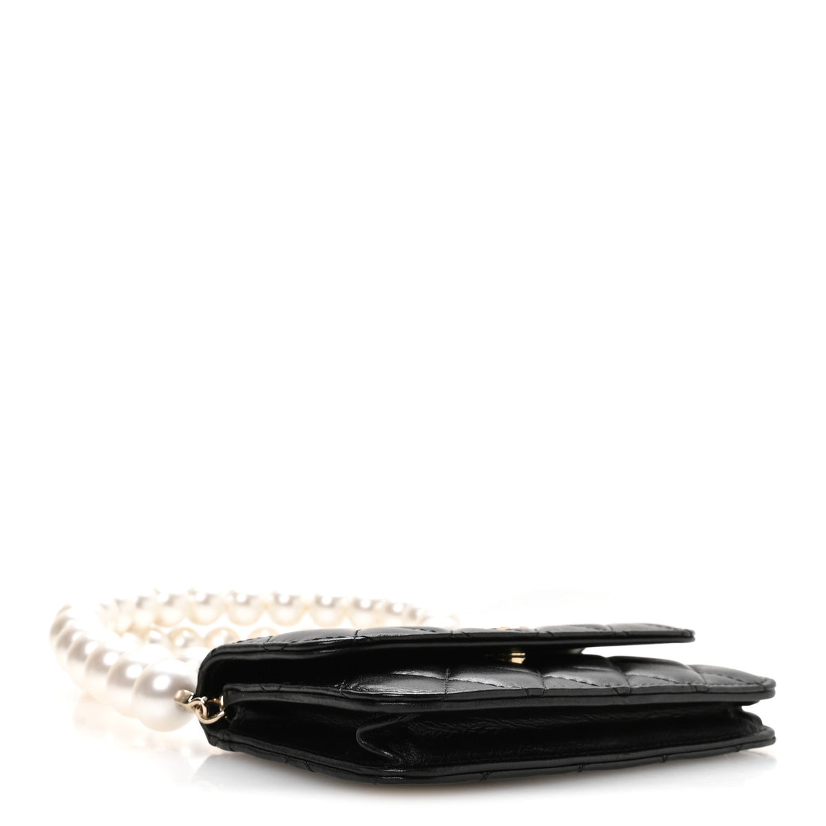 Chanel Calfskin Quilted Mini Maxi Pearls Wallet On Chain WOC Black 4 of 11