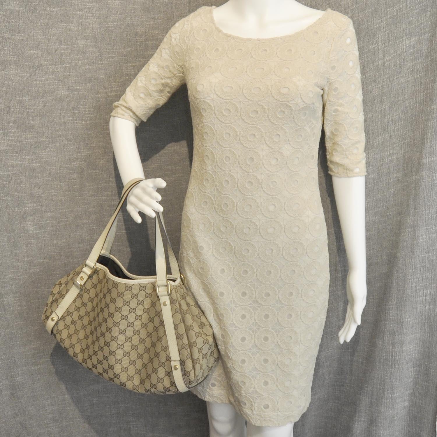 Gucci Monogram Medium Abbey Shoulder Bag Off White 2 of 3