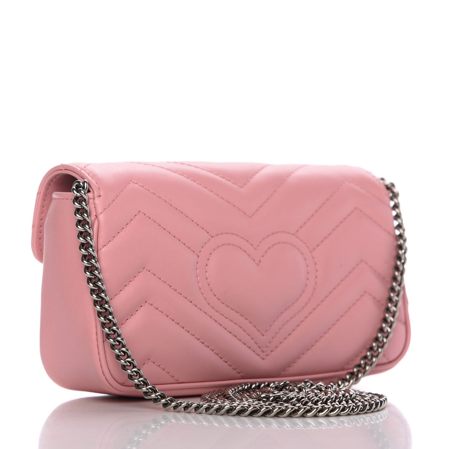 Calfskin Matelasse Super Mini GG Marmont Shoulder Bag Wild Rose