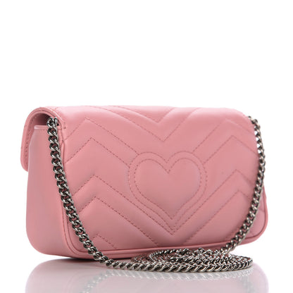 Gucci Calfskin Matelasse Super Mini GG Marmont Shoulder Bag Wild Rose 3 of 11