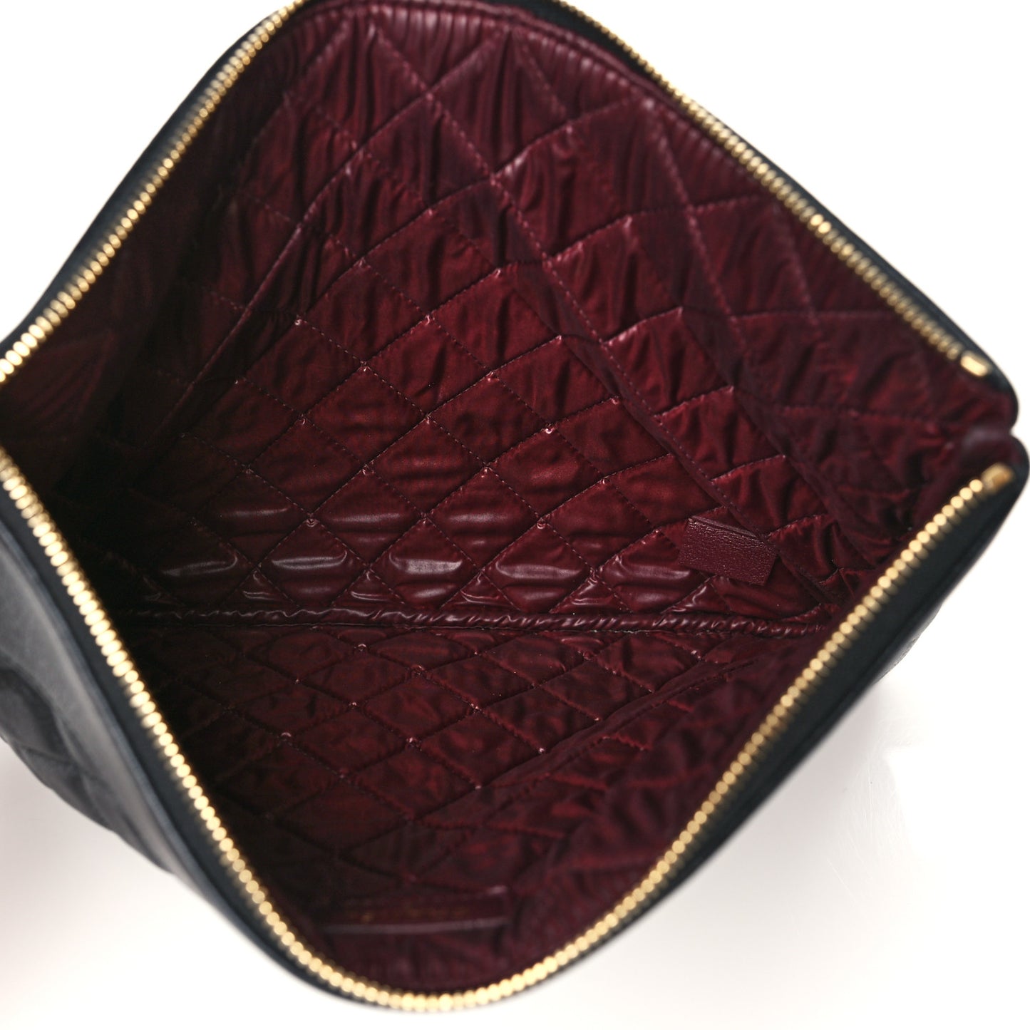 Sheepskin Quilted Mademoiselle Vintage Large Zip Pouch Black