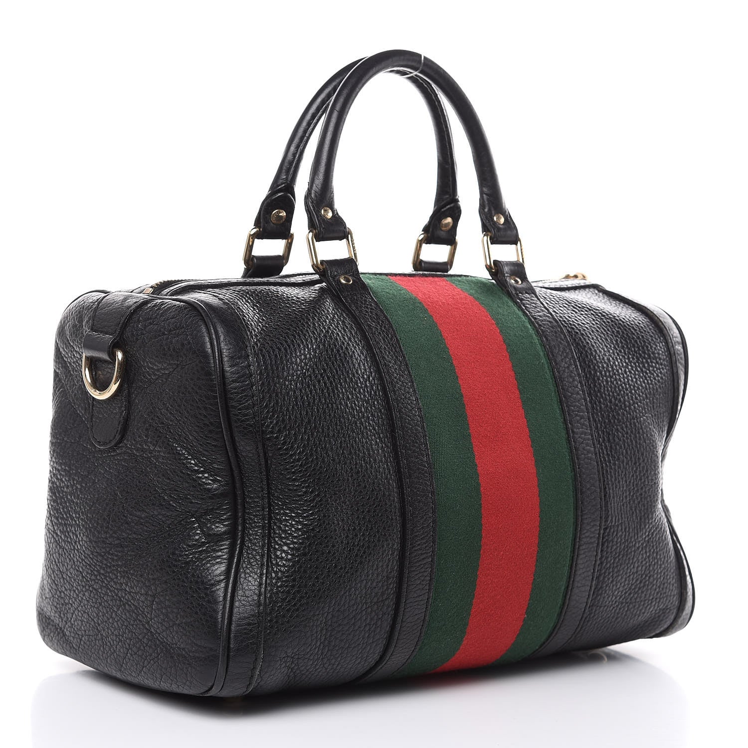 Gucci Calfskin Vintage Web Medium Boston Black 3 of 21
