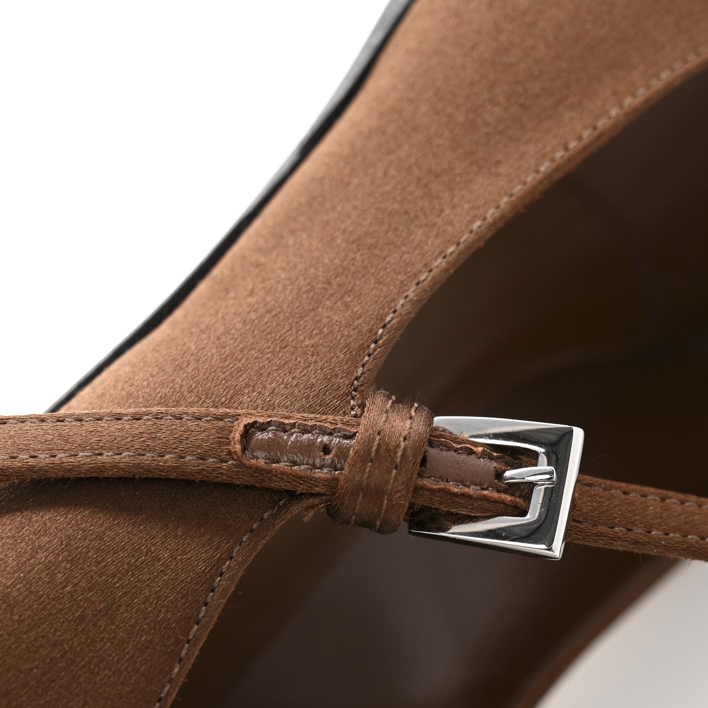 Satin Mary Jane Pumps 36 Tobacco