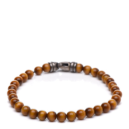 David Yurman Stainless Steel Tigers Eye 5mm Spiritual Beads Bracelet 1 of 6
