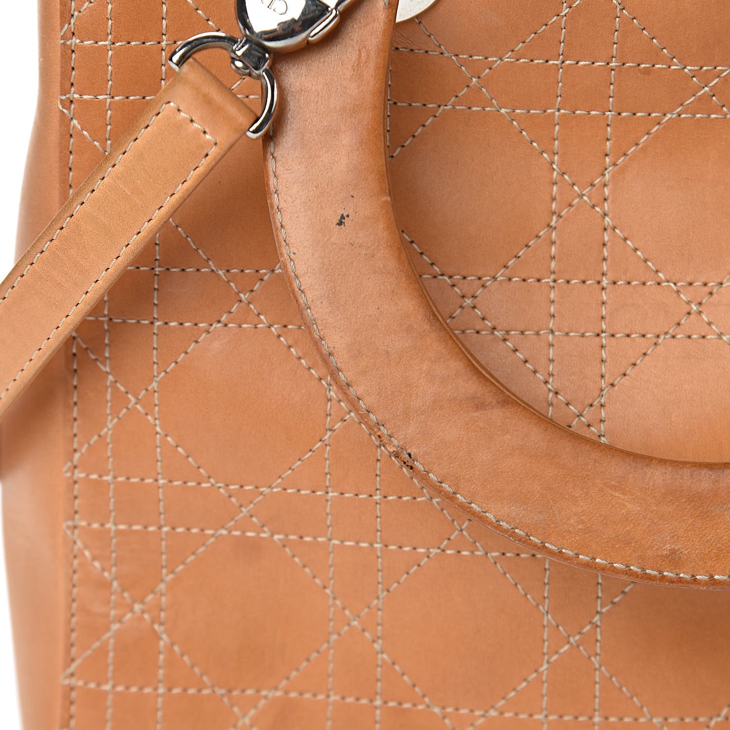 Calfskin Cannage Medium Lady Dior Camel