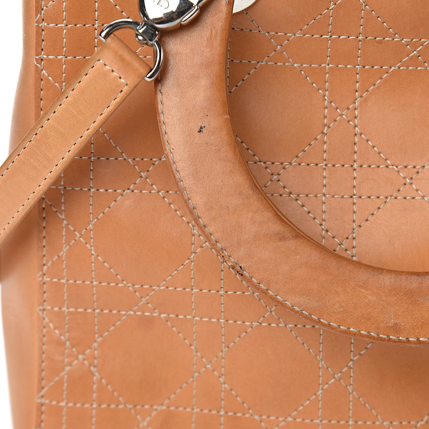 Christian Dior Calfskin Cannage Medium Lady Dior Camel 11 of 24